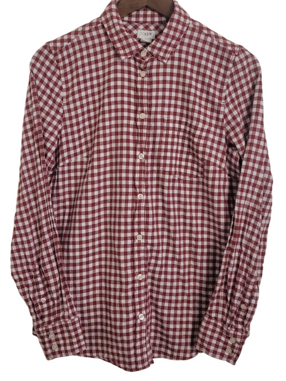 J.CREW Red White Plaid Flannel Button Up Shirt women's small
